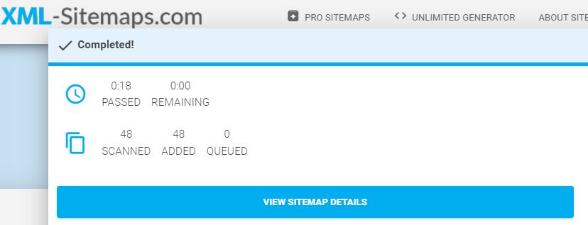screenshot of sitemaps-xml complete